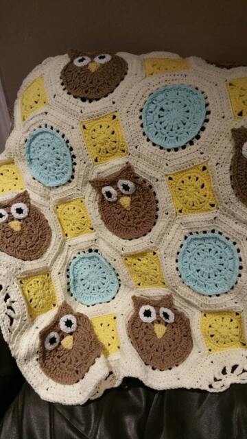Gender Neutral Owl Baby Blanket - Crocheted Afghan - image 1