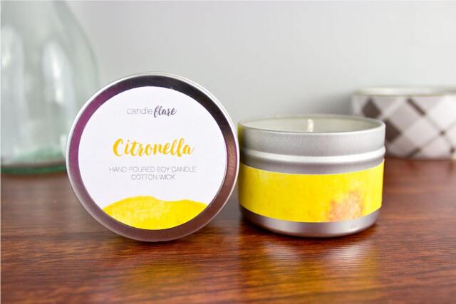 Citronella Scented Soy Candle in 4Oz Tin, Candle, Wood Wick Citronella Summer Bug Repellent - image 1
