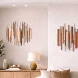 Round Wooden Wall Art - Terracotta Blush 3D Decor Modern Hallway Entryway Accent - thumbnail 3