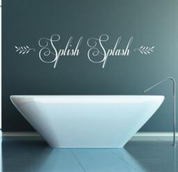 Splish Splash Quote - Matt Vinyl Wall Art Sticker Decal Mural Home, Wall, Mirror, Window Decor. Bathroom, Washroom, Bathe - thumbnail 1