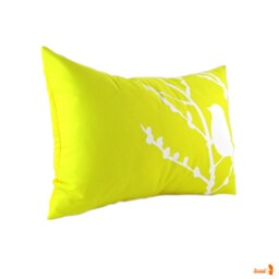Lemon Yellow Bird On Cherry Blossom Rectangle Pillow - thumbnail 3