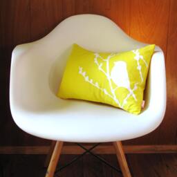 Lemon Yellow Bird On Cherry Blossom Rectangle Pillow - thumbnail 4