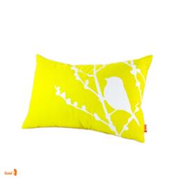 Lemon Yellow Bird On Cherry Blossom Rectangle Pillow - thumbnail 2