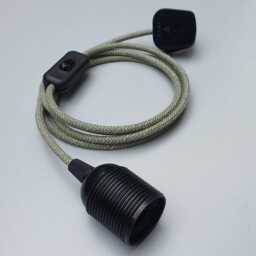 Plug in Pendant Light - Black Bakelite Threaded E27 Lamp Holder Hanging Fabric Cable Cord Reading, Ambient Or Mood Lighting - thumbnail 2