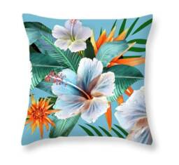 Vintage Hawaii Pillow, Cushion, Tropical Durable Fabric, Throw Pillows 16x 16, 18x18 Or 20x20 Inches, Lumbar 20x14 Hibiscus Palm Leaf Print