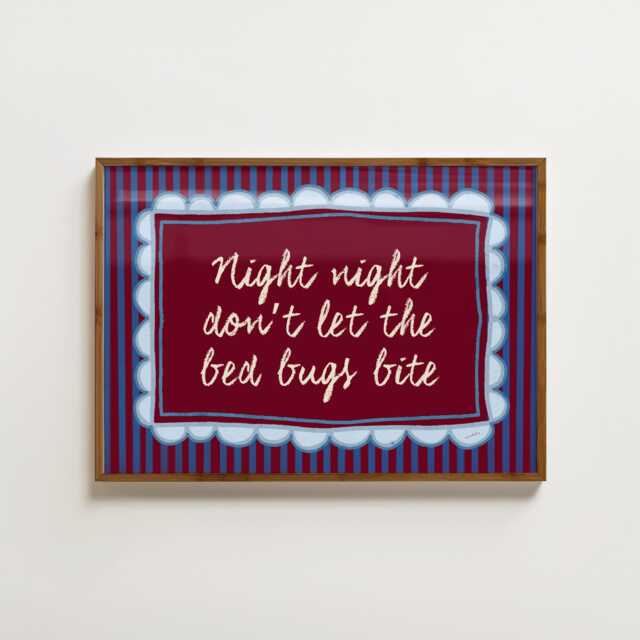 Night Don't Let The Bed Bugs Bite Print - Nap Minimalist Bedroom Poster Modern Wall Art Sleep Quote Relaxing Home Decor - image 1