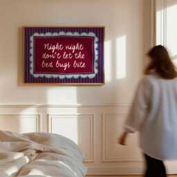 Night Don't Let The Bed Bugs Bite Print - Nap Minimalist Bedroom Poster Modern Wall Art Sleep Quote Relaxing Home Decor - thumbnail 2