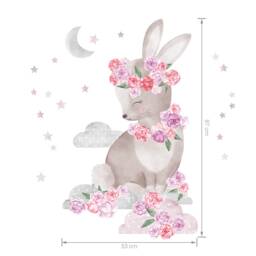 Wall Decor Rabbit Pink, Kids Room Wall Art, Animal Wallpaper, Girl Decor, Baby Decals - thumbnail 2