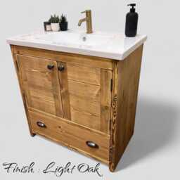 Nory 2 - Handmade Solid Pine Bathroom Vanity Unit Redwood Timber Cupboard - thumbnail 2