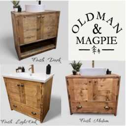 Nory 2 - Handmade Solid Pine Bathroom Vanity Unit Redwood Timber Cupboard - thumbnail 4