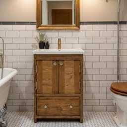 Nory 2 - Handmade Solid Pine Bathroom Vanity Unit Redwood Timber Cupboard