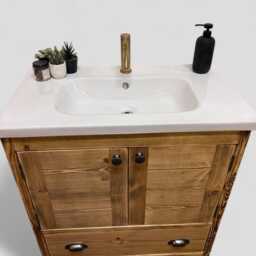 Nory 2 - Handmade Solid Pine Bathroom Vanity Unit Redwood Timber Cupboard - thumbnail 3