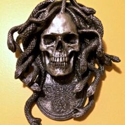 Medusa Skull Wall Plaque, Hand Painted Resin Sculpture - Mythic Gothic Art Plaque For & Fantasy Home Decor, 10 - thumbnail 3