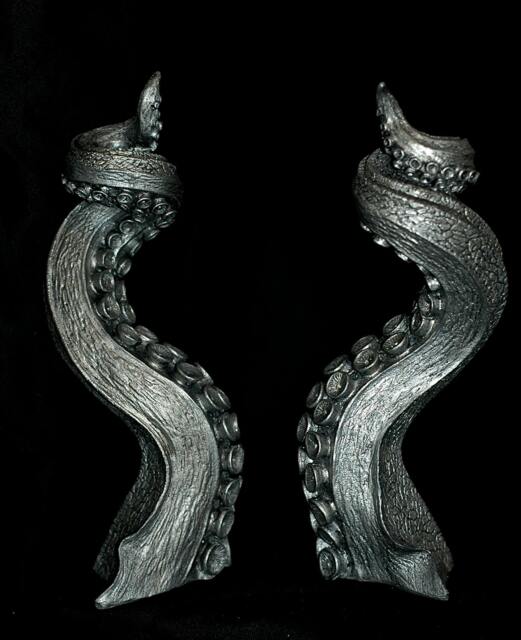 Pair Oftentacle Candlestick Holders, Pewter Finish - image 1