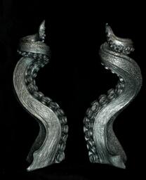Pair Oftentacle Candlestick Holders, Pewter Finish - thumbnail 1