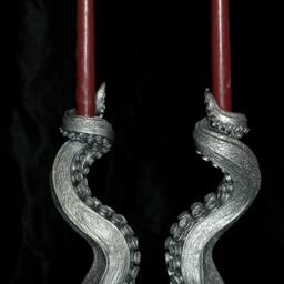 Pair Oftentacle Candlestick Holders, Pewter Finish - thumbnail 2