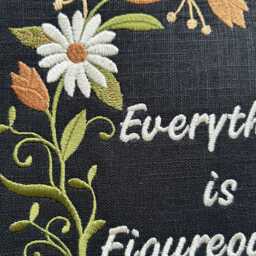 Everything Is Figureoutable, Embroidery Hoop Art - Embroidered Floral Wall Hanging Positive Affirmation Home Decor Gift - thumbnail 2