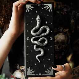 Silver Snake Starry Wall Art/Witchy Celestial Hanging Handmade Gothic Home Decor Dark Academia Gift - thumbnail 3