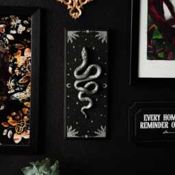 Silver Snake Starry Wall Art/Witchy Celestial Hanging Handmade Gothic Home Decor Dark Academia Gift - thumbnail 2