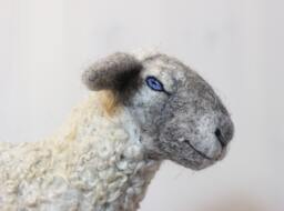 Needle Felted Lamb Sculpture Handmade Wool Animal Art