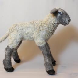 Needle Felted Lamb Sculpture Handmade Wool Animal Art - thumbnail 2