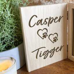 Personalised Pet Dog Cat Memorial Remembrance Photo Frame Natural Oak Keepsake Engraved With Paw Print Design. Beautiful Gift For Loss - thumbnail 2