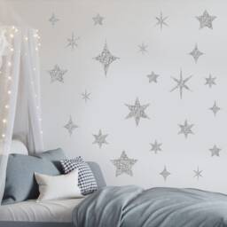Kids Wall Sticker - Glitter Stars Decal Set Space Sparkles Art - thumbnail 2