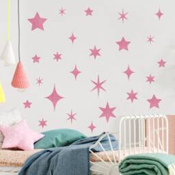 Kids Wall Sticker - Glitter Stars Decal Set Space Sparkles Art - thumbnail 3