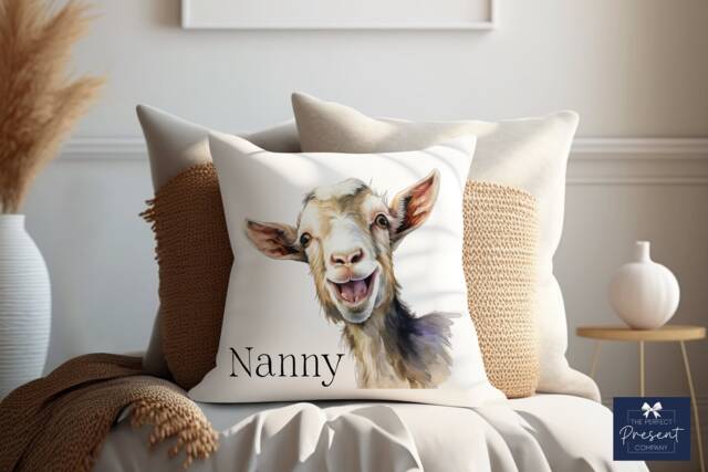 Personalised Goat Cushion - Cheeky Mothers Day Gift For Her Funny Homeware - image 1