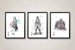 Anime Sumi-E Art Print Japanese Manga Fan Home Decor - thumbnail 1