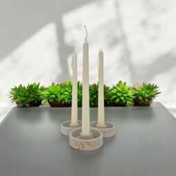 Handmade Concrete Candlestick Holder With Organic Beeswax Candle Set - thumbnail 3