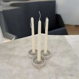 Handmade Concrete Candlestick Holder With Organic Beeswax Candle Set - thumbnail 2