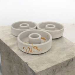 Handmade Concrete Candlestick Holder With Organic Beeswax Candle Set - thumbnail 1