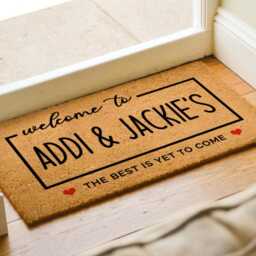 Custom Engagement Gift - Doormat Valentines Day Designs Door Mat Cute Rug Personalized Newlywed - thumbnail 2