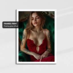 Woman in Red Dress Framed Relationship Poster Print & Canvas Wall Decor Art Bedroom Home Interior Gift For Girls Womens - thumbnail 3