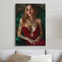 Woman in Red Dress Framed Relationship Poster Print & Canvas Wall Decor Art Bedroom Home Interior Gift For Girls Womens - thumbnail 1