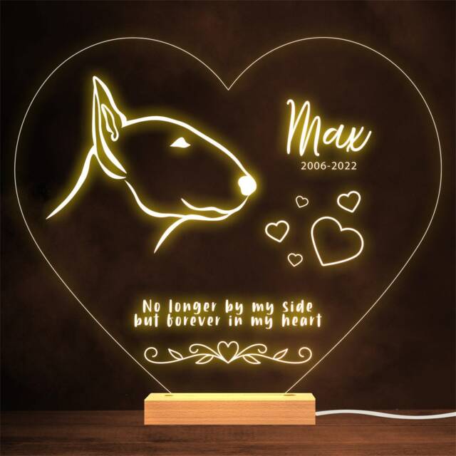Dog Bull Terrier Memorial Pet Loss Personalised Gift Warm Lamp Night Light - image 1