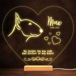 Dog Bull Terrier Memorial Pet Loss Personalised Gift Warm Lamp Night Light - thumbnail 1