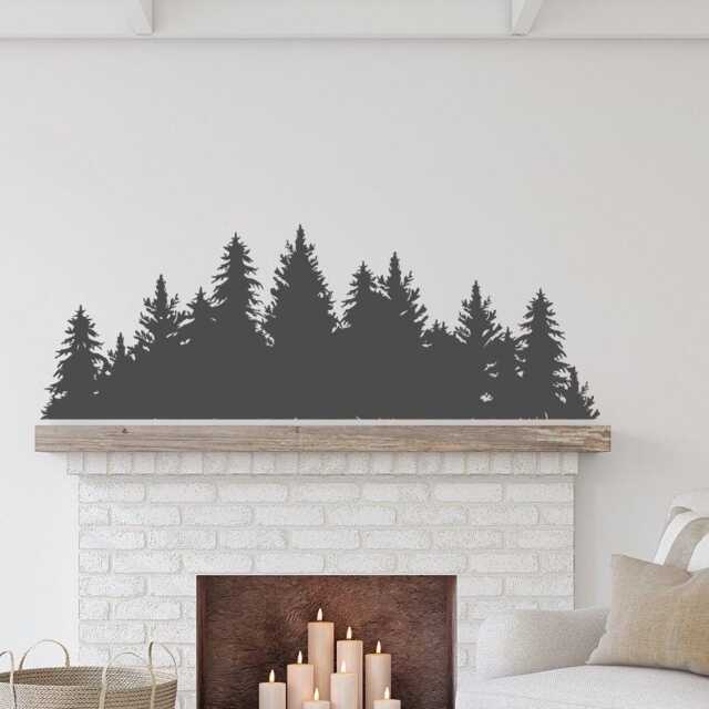 Pine Tree Forest Wall Decal Rustic Woodland Vinyl Sticker Lw55 - image 1
