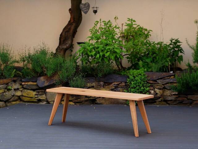 Solid Oak Bench - Handcrafted Dining Room Made Of Solid Wood, Modern Wooden - image 1