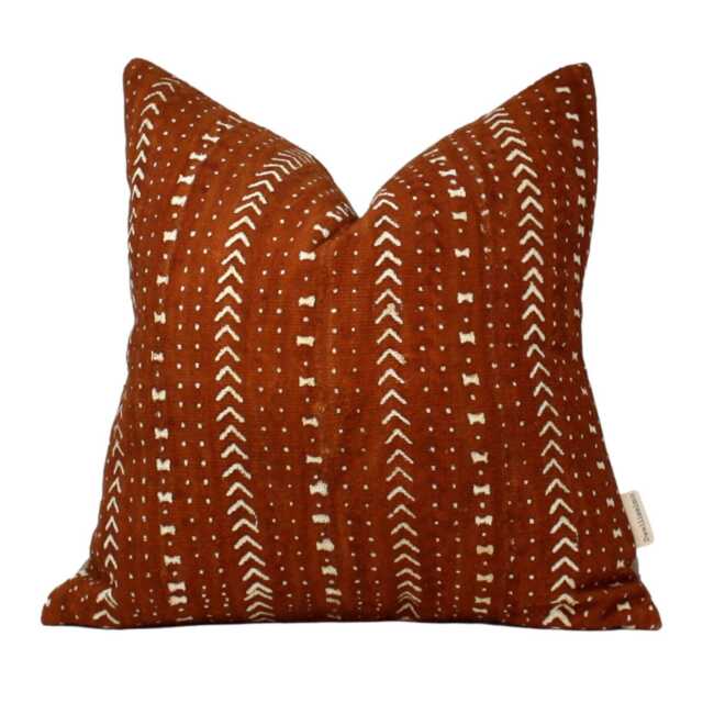Rust Mud Cloth Pillow Cover African Woven Farmhouse - image 1