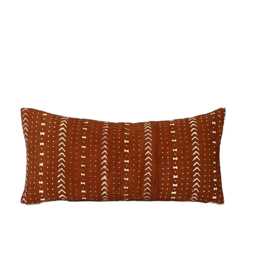 Rust Mud Cloth Pillow Cover African Woven Farmhouse - thumbnail 2