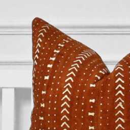 Rust Mud Cloth Pillow Cover African Woven Farmhouse - thumbnail 3