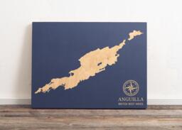 Anguilla, British West Indies Map - Engraved Wood Coastal Chart Wall Art Sign, Beach Home Decor Nautical Print, Unique Personalized Gift - thumbnail 1