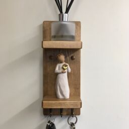 Handmade Oak Waxed Key Holder Double Shelf & Choice Of 3 Wax & Hook Finishes - thumbnail 3