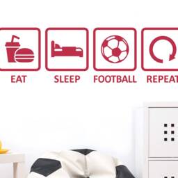 Eat Sleep Football Repeat Wall Sticker, Quote Decal, Decor, Art, Sticker - thumbnail 3