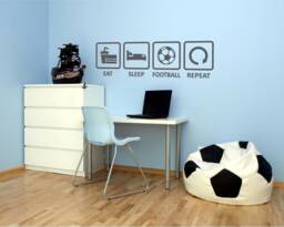 Eat Sleep Football Repeat Wall Sticker, Quote Decal, Decor, Art, Sticker - thumbnail 1