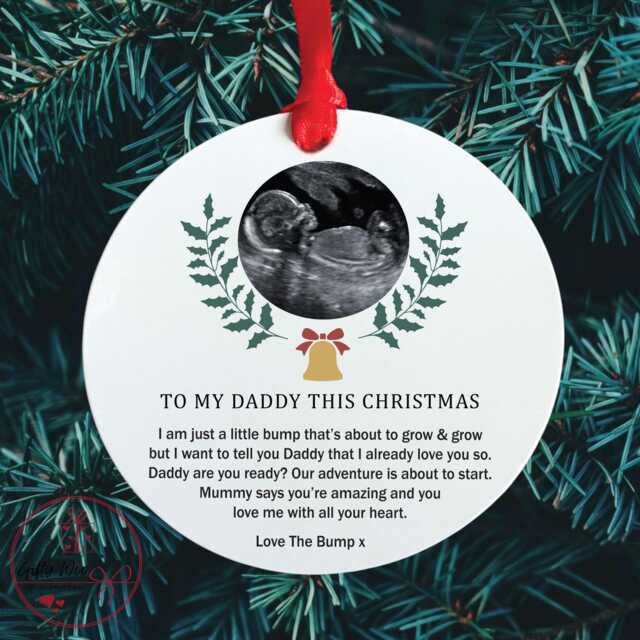 Personalised Baby Scan Bauble For Daddy - Dad To Be Christmas Gift From Bump Pregnancy Announcement Decoration - image 1