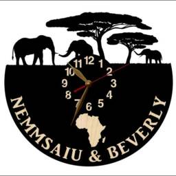 Elephants Wall Clock, 12 Or 18 Inches Non-Ticking, African Animals Art Decor - thumbnail 3