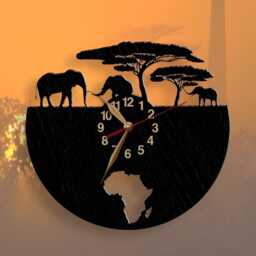Elephants Wall Clock, 12 Or 18 Inches Non-Ticking, African Animals Art Decor - thumbnail 2